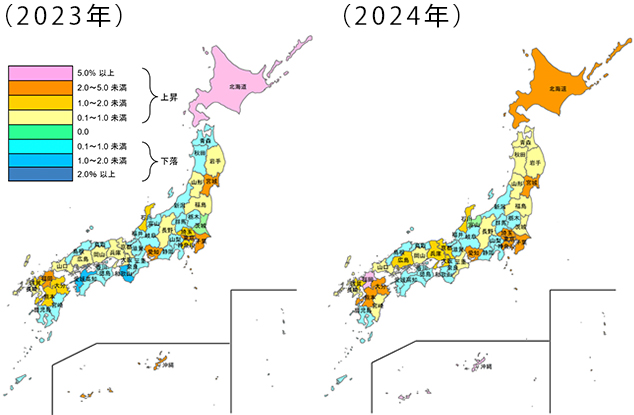 （図1）都道府県別地価変動率（住宅地）