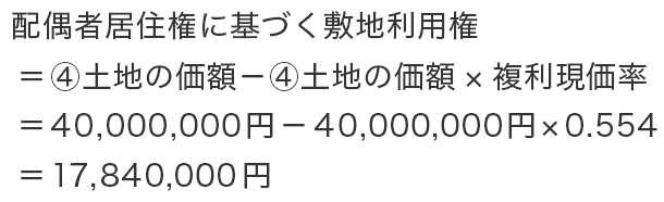 配偶者居住権に基づく敷地利用権の価額の計算式