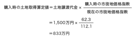 購入時の土地取得算定値の計算式