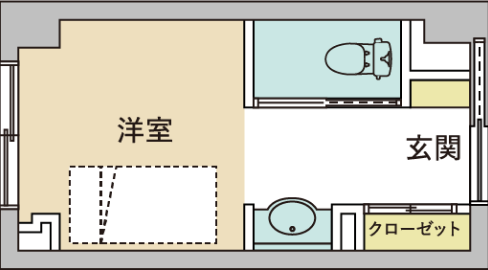 グランダ深大寺/居室一例（1人部屋）間取り図