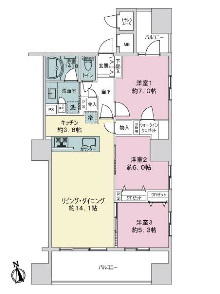 レーベン新潟ＴＨＥ　ＴＯＷＥＲ　ＭＡＲＫＳ間取り図