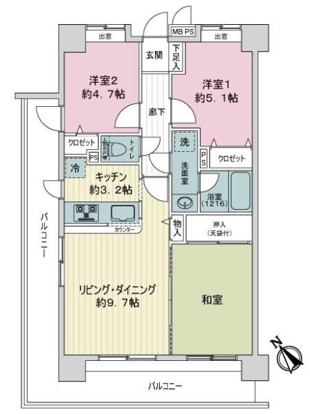 ライオンズマンション京王永山間取り図