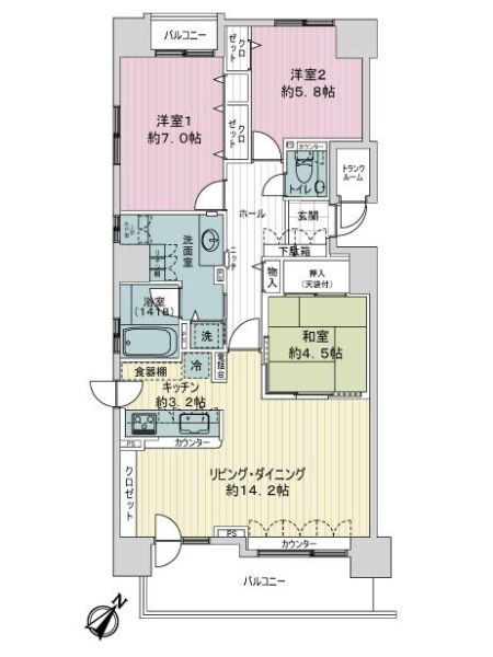 エクセルシオール西さっぽろ２イーストコート間取り図