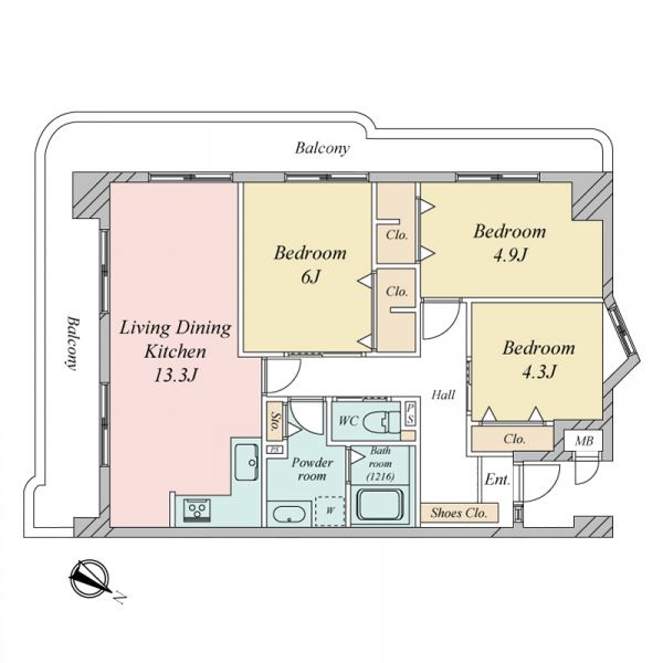 アンピール竹下１号館間取り図